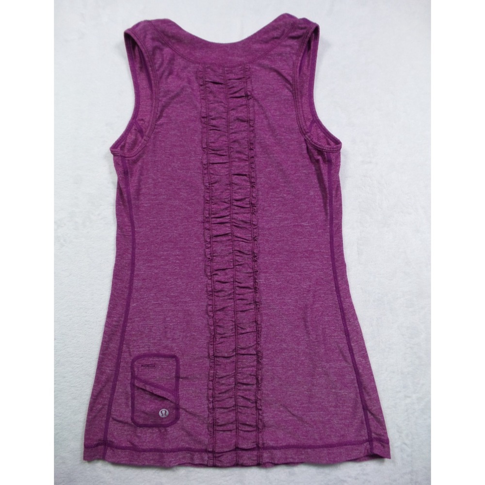 Lululemon Top Womens Size 4 Purple Dash Tank II Ruffle Pocket Stretch Yoga - Picture 4 of 10